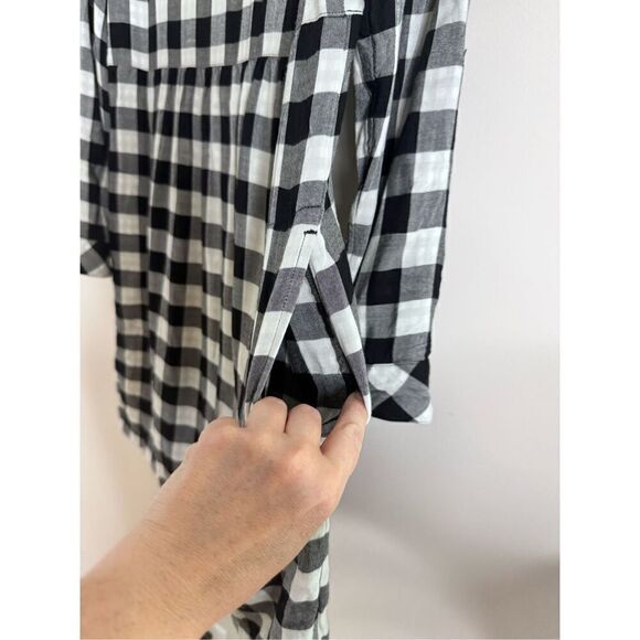 J. Jill Buffalo Check Plaid Dress Roll Tab Sleeves Sz S - Picture 2 of 6
